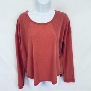 Prana Pink Salmon Waffle Knit Long Sleeve Size Large